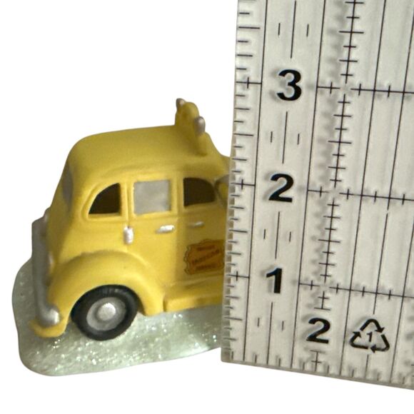 Vintage Yellow Taxi Figurine: Ernies Taxi Cab Service, Holiday Village Display - Picture 7 of 7